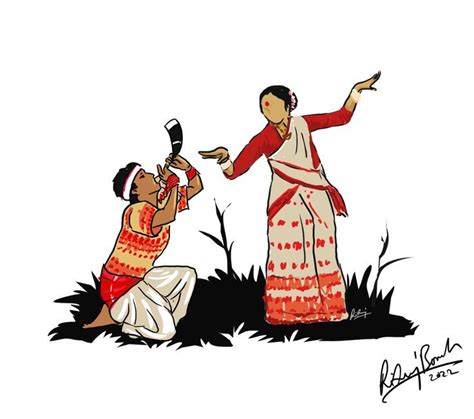 Captivating Assam Bihu Dance Drawings for Art Enthusiasts.